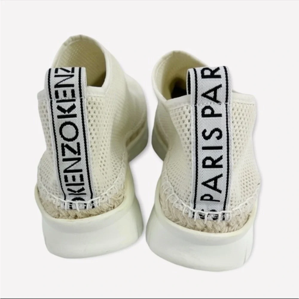 KENZO K-lastic Espadrilles Sneakers Platform Mesh Of White Ivory Size 37   5.5